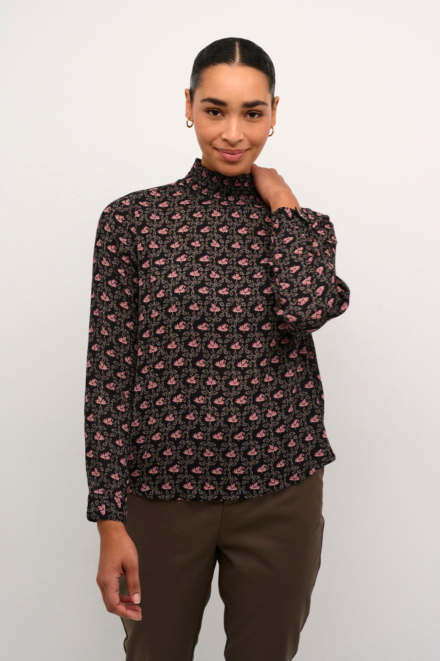 Amber blouse smock - roze/zwart
