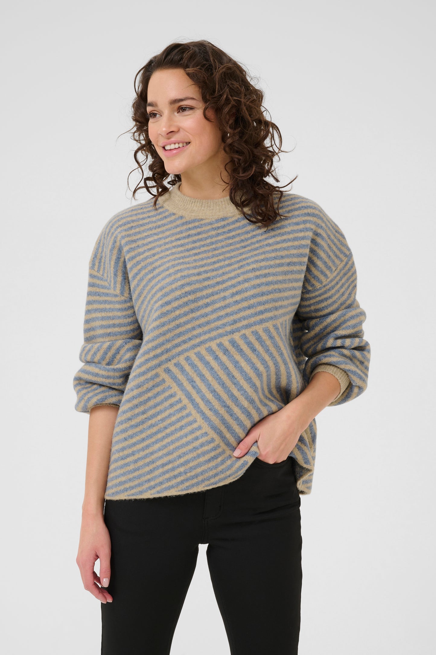 Verana knit pullover - beige/blue