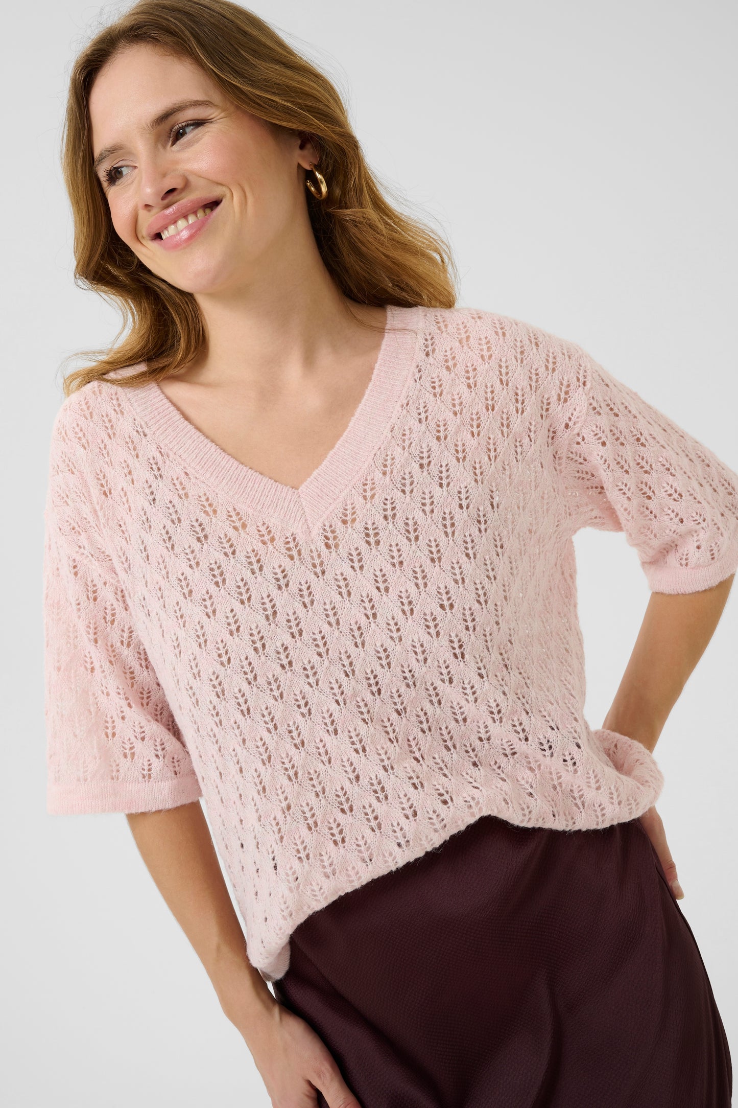 Lourine v neck pullover - Lotus pink