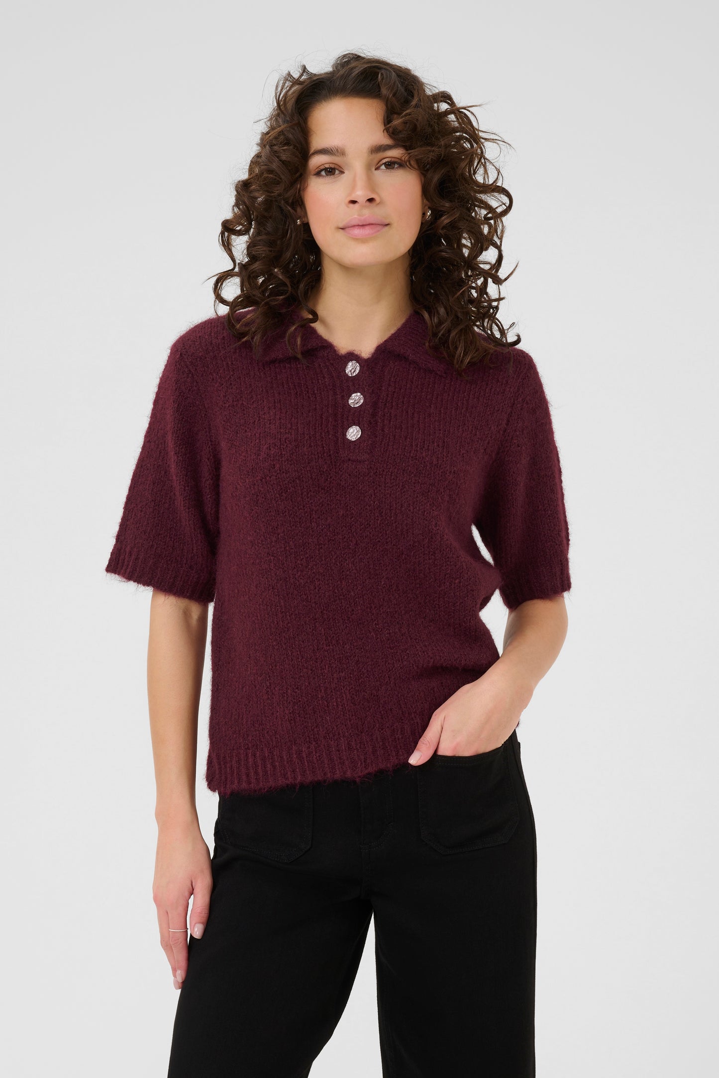 Emilie polo pullover - windsor wine