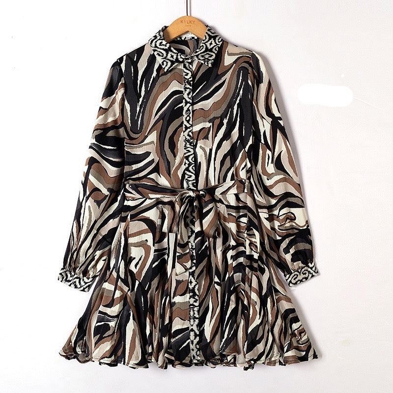 Kleedje beige/zwart