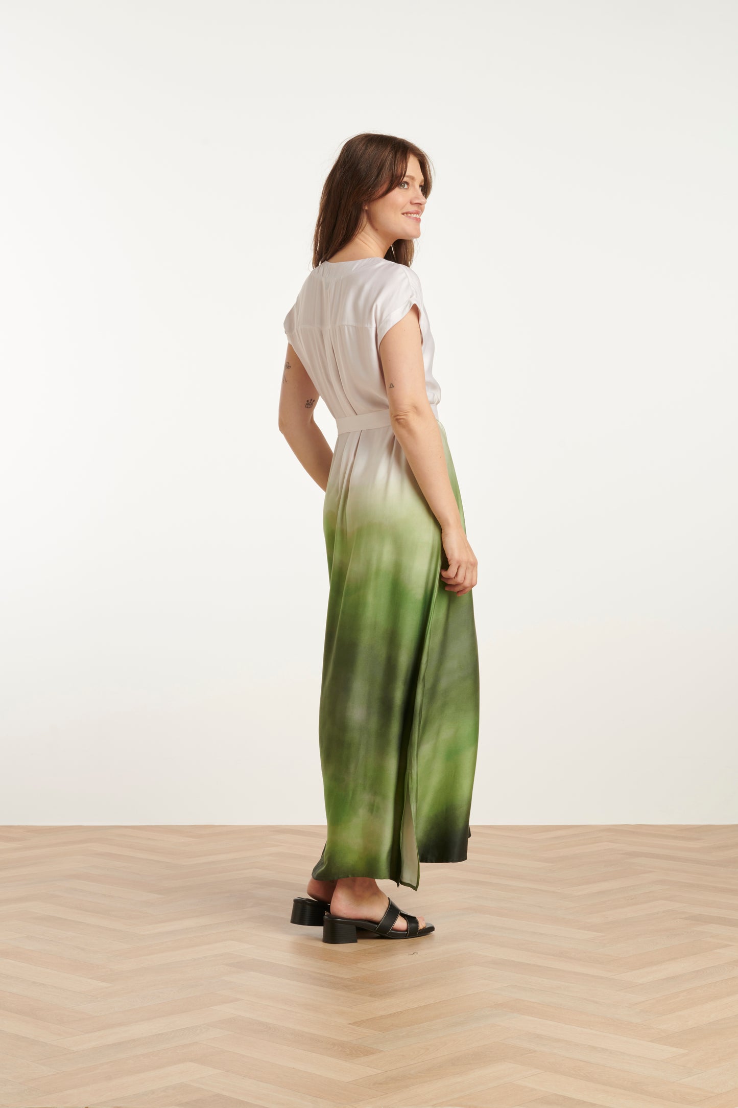 25024 long dress gradient - green/white