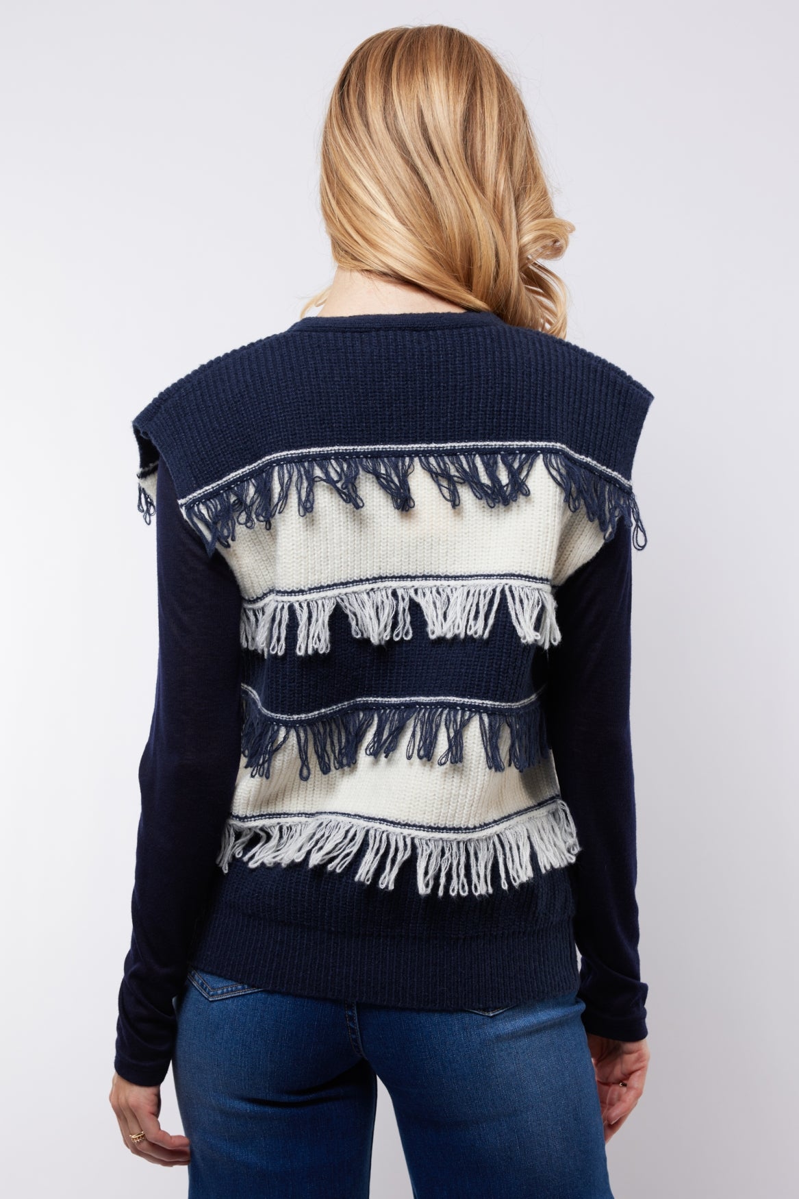 Vera knit gilet - Blue/offwhite