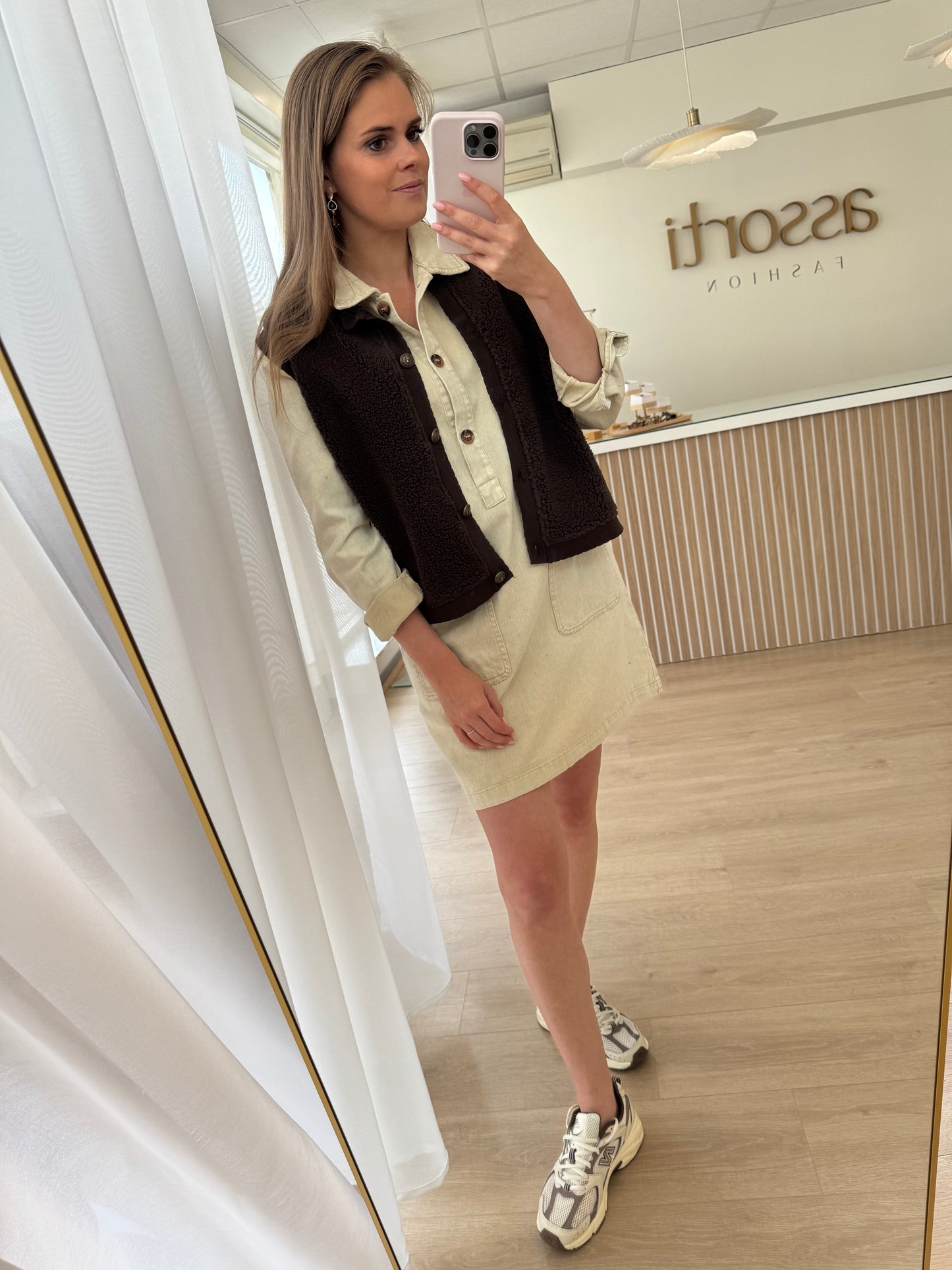 Jeansdress LS - beige