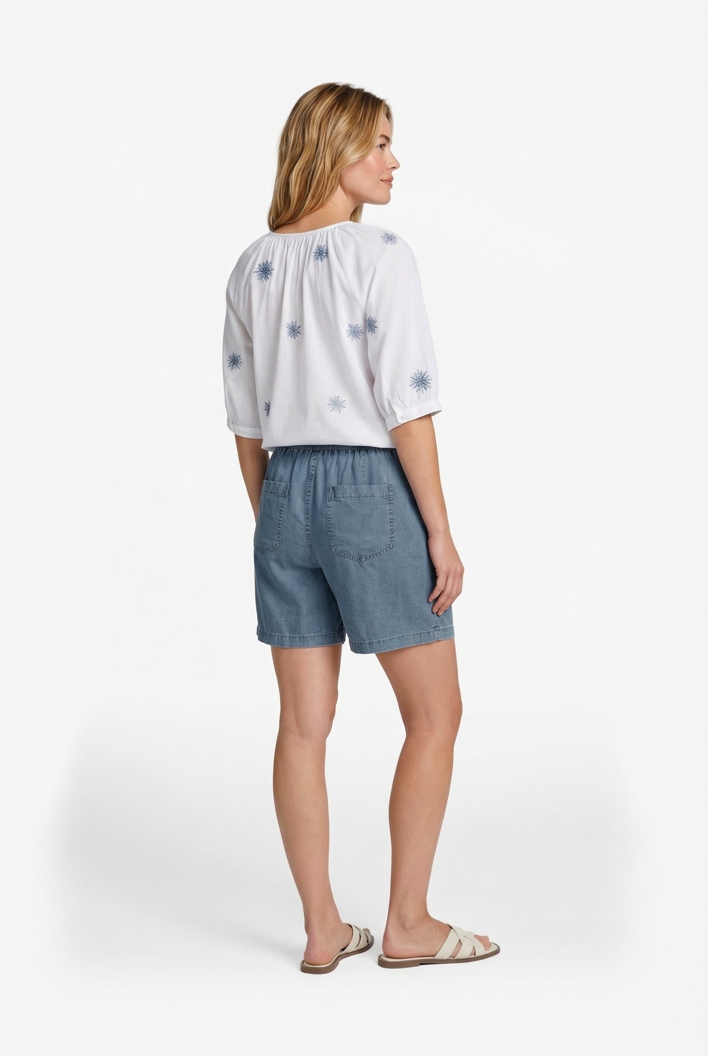 Lindis blouse - ecru/blauw