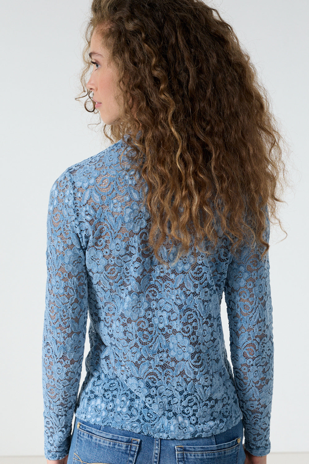Velvet kanten top - lichtblauw