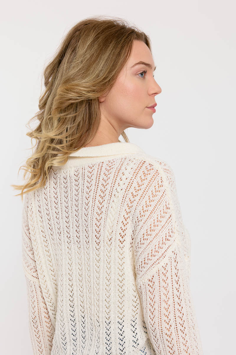 Gehaakte pullover - ecru