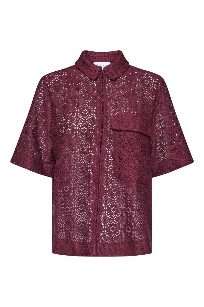 Elsia shirt embroidery - bordeaux