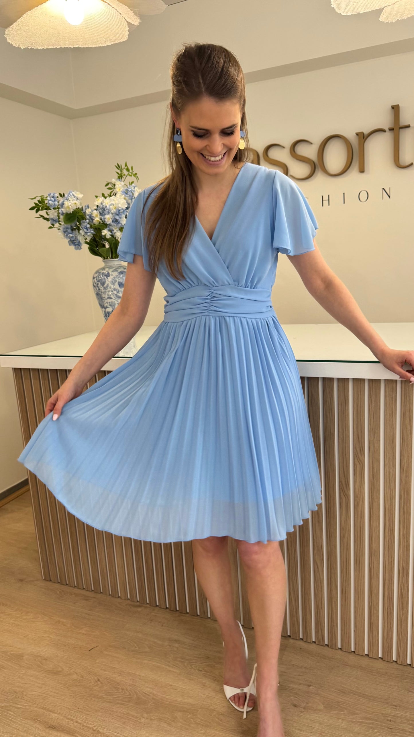 Plisé kleedje - lichtblauw