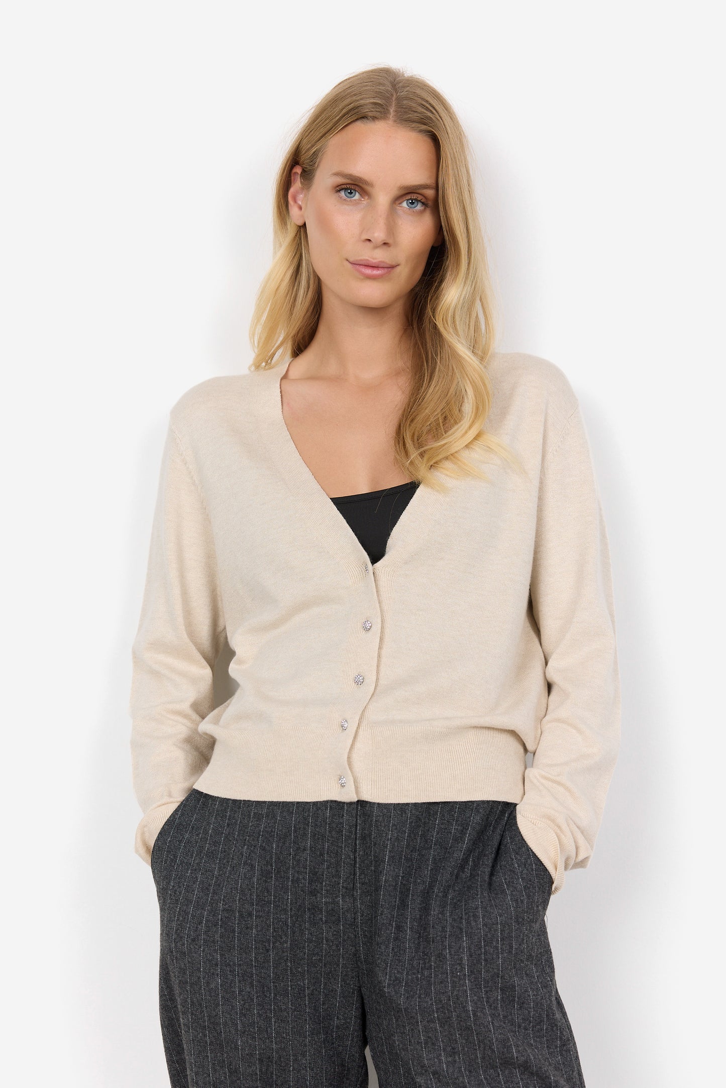 Dollie gilet strass - licht beige