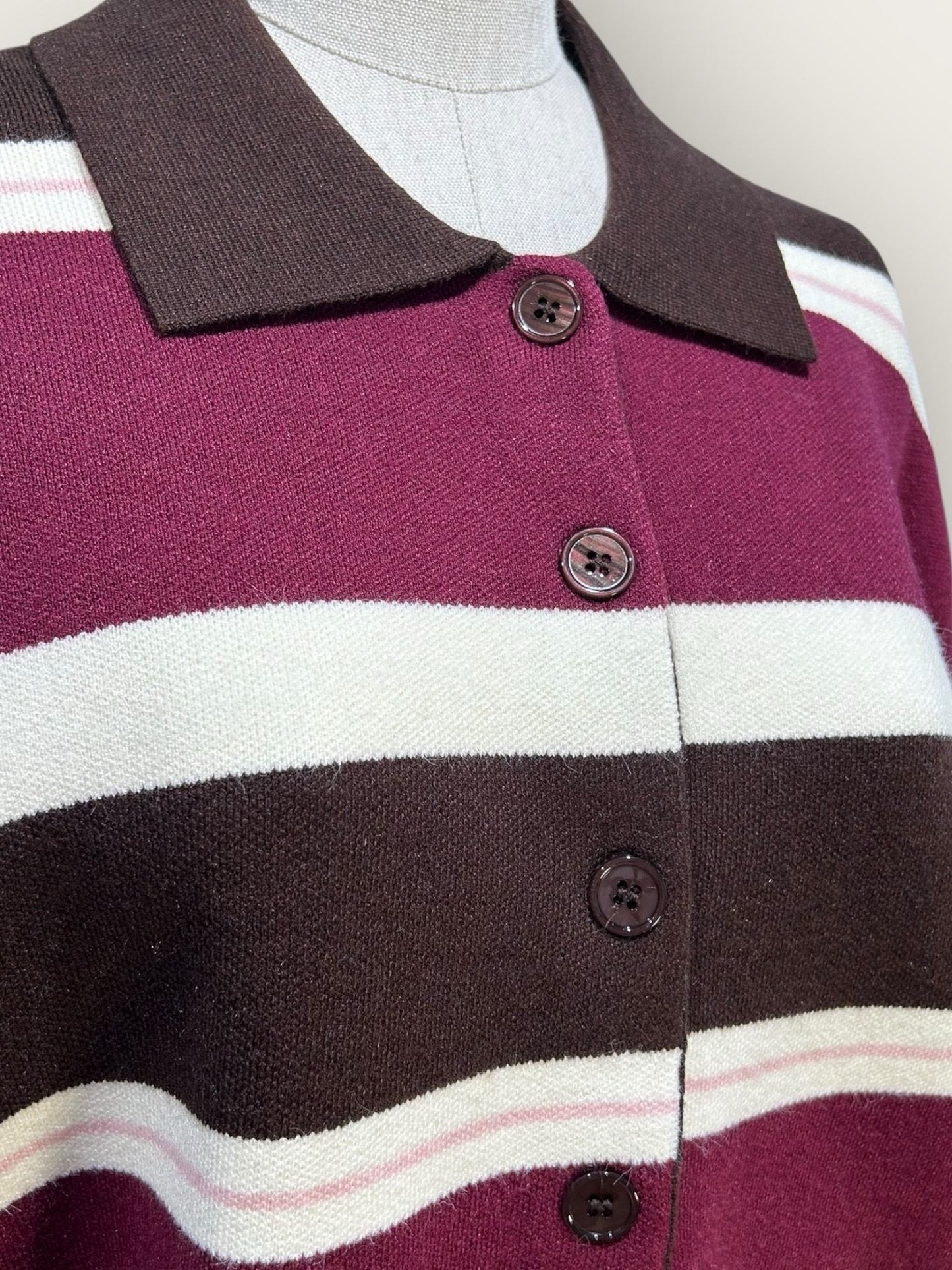 Sweater stripes with collar - brown/bordeaux