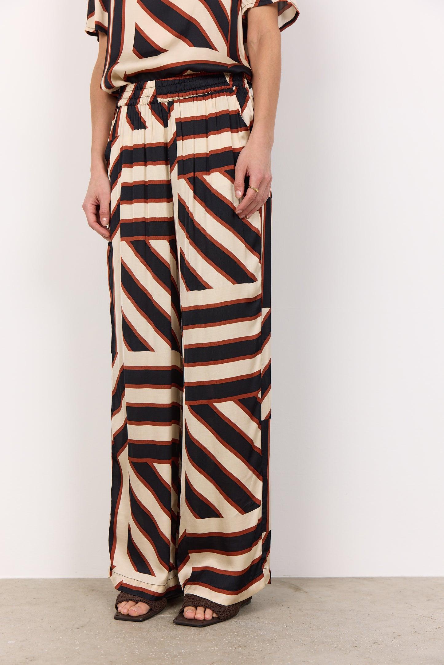 Roja 3 pants - zwart/cognac/ecru