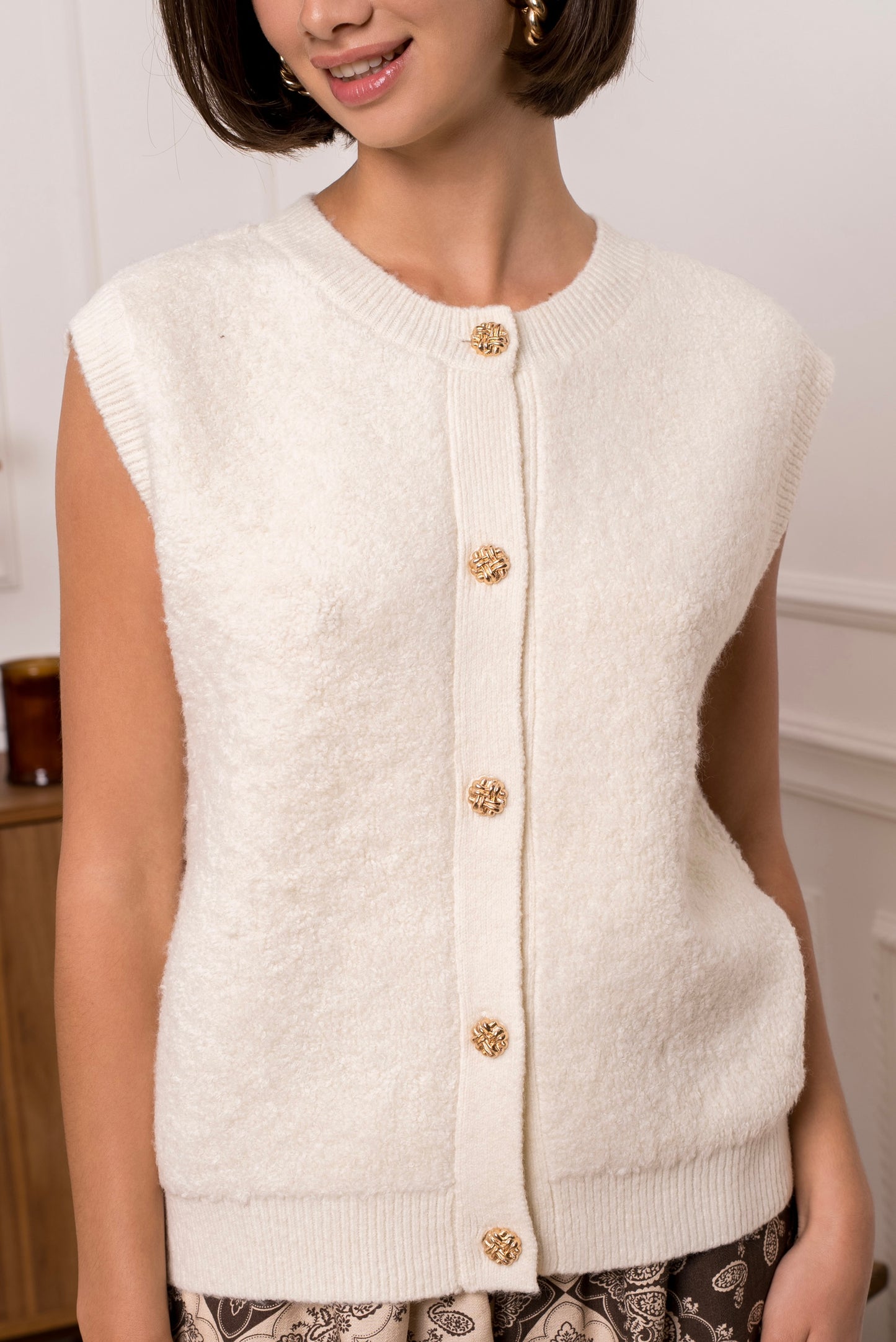 Bouclé gilet ZM - ecru