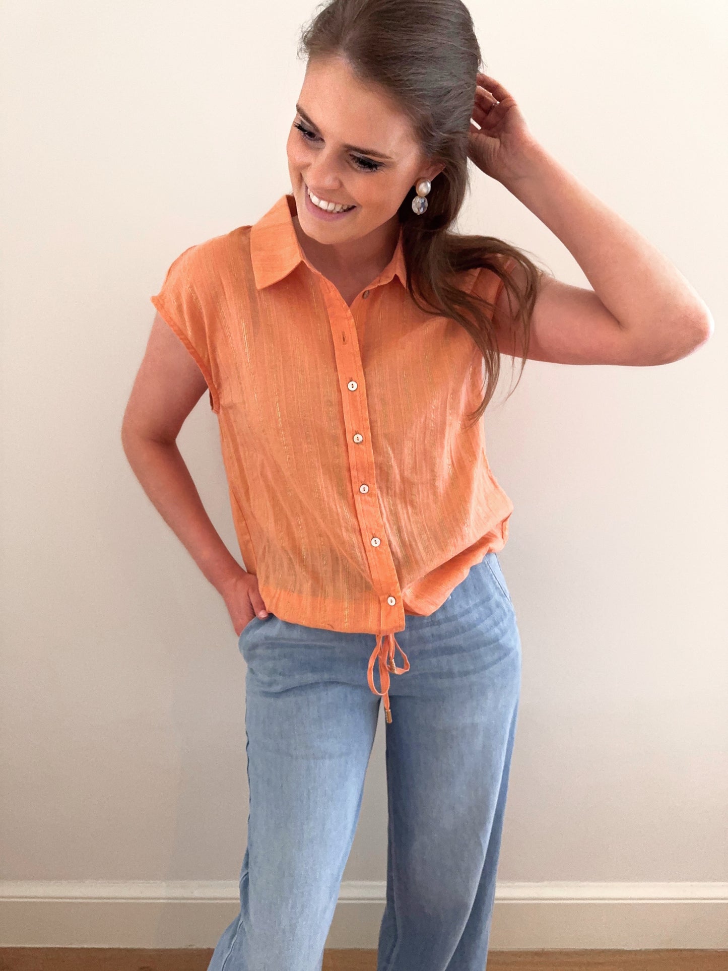 53104 shirt gold lurex - orange