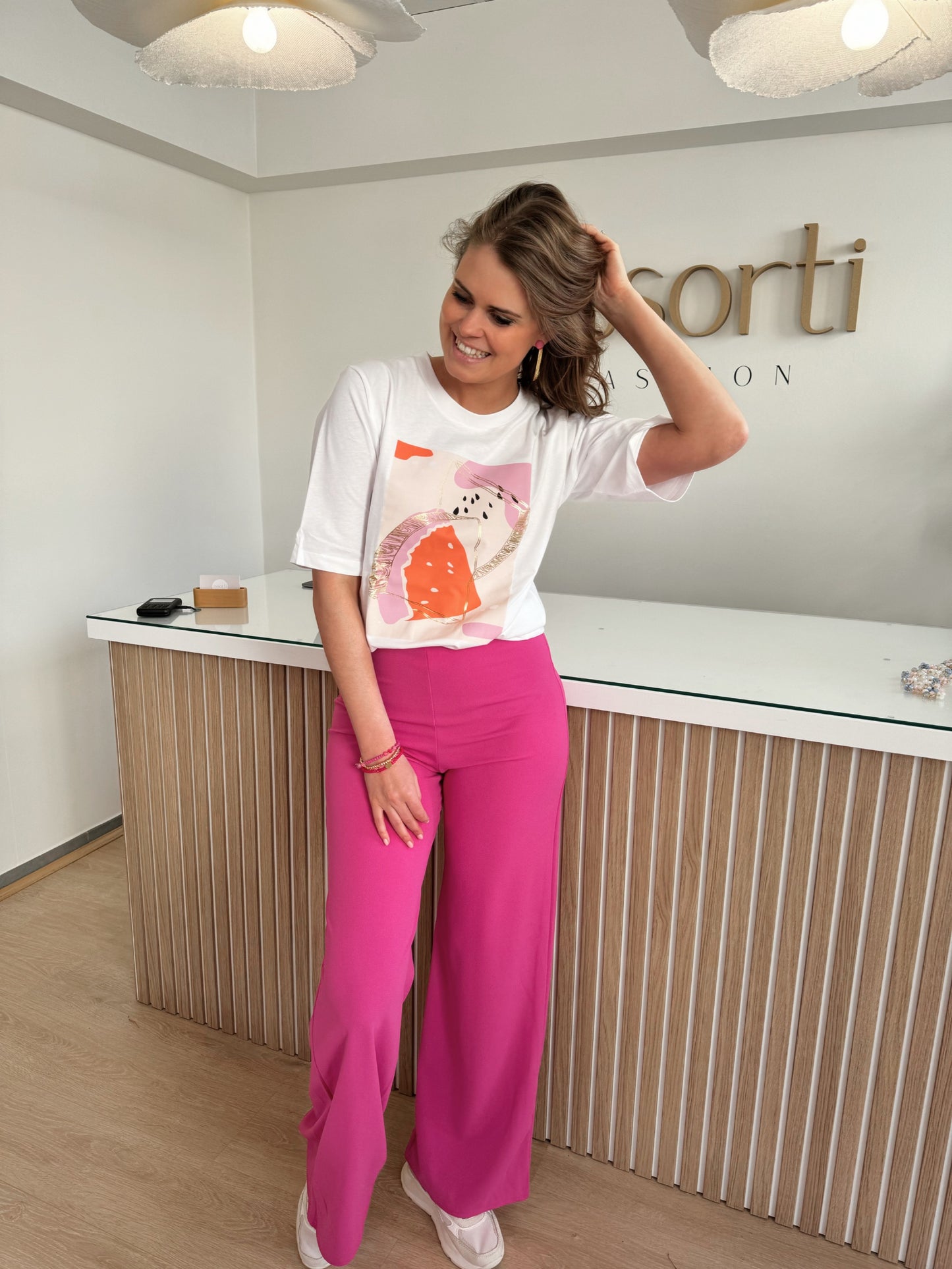 Roze broek op rekker