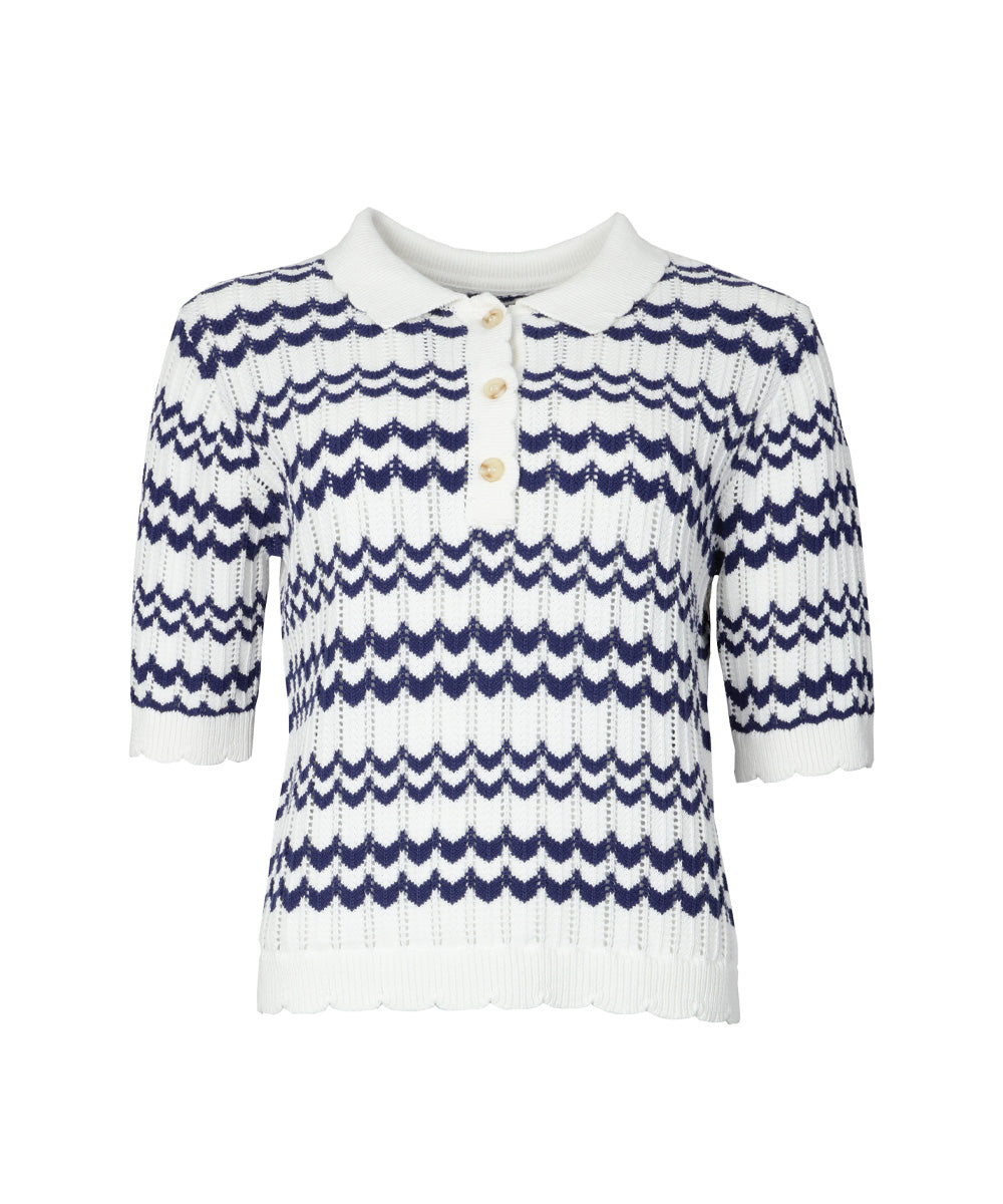 Polo truitje Sasha - blauw/wit