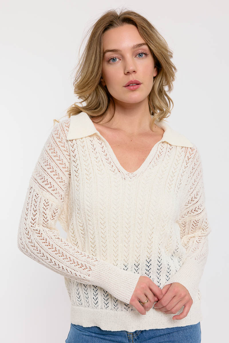 Gehaakte pullover - ecru