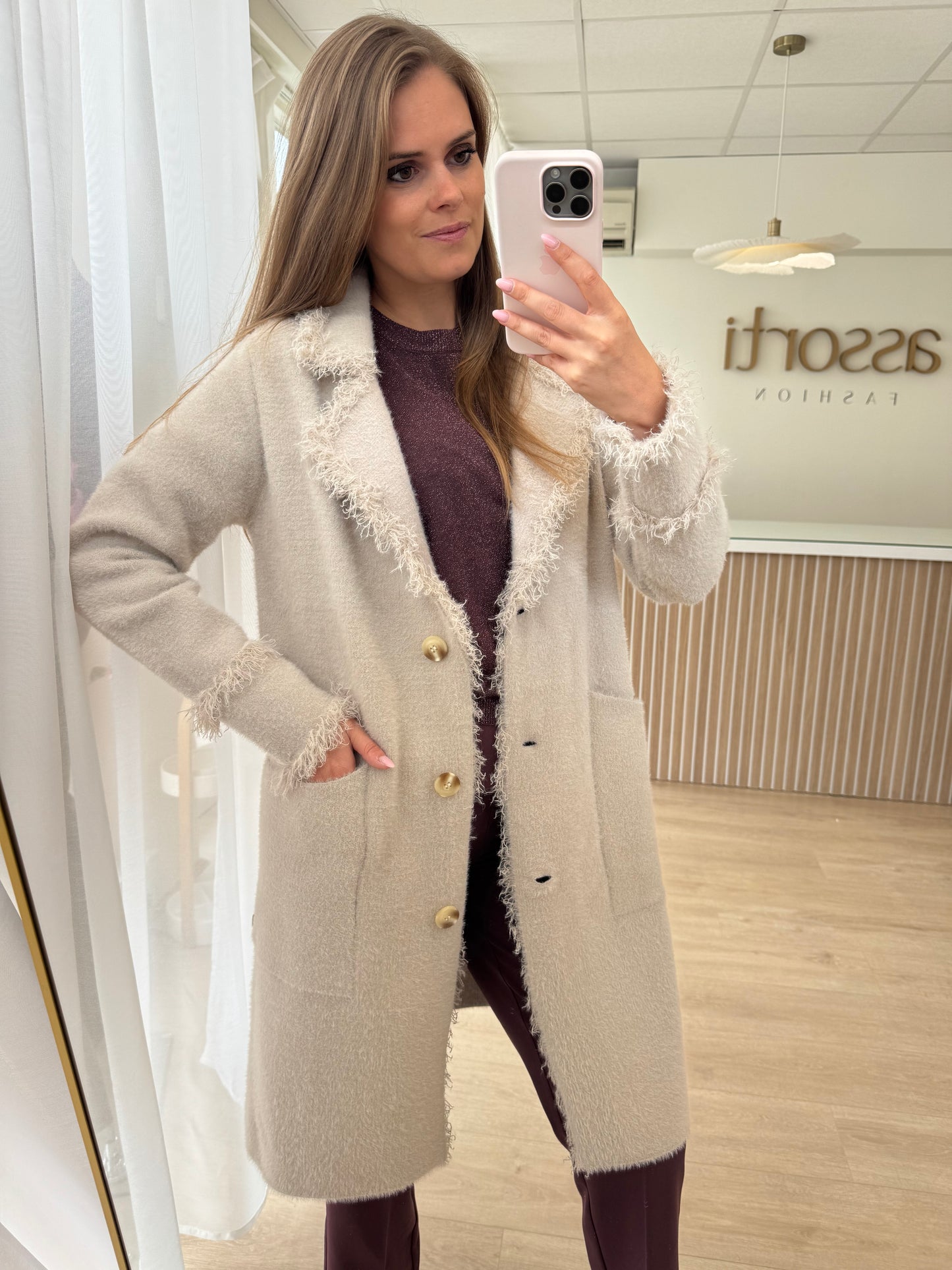 Catena cardigan fringes - stone