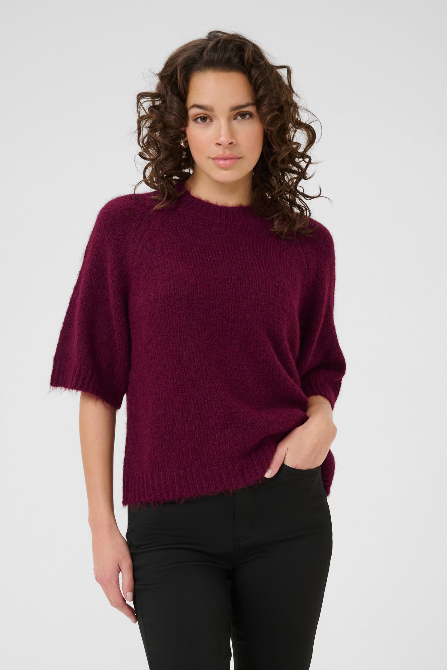 Emilie cropped knit - windsor wine