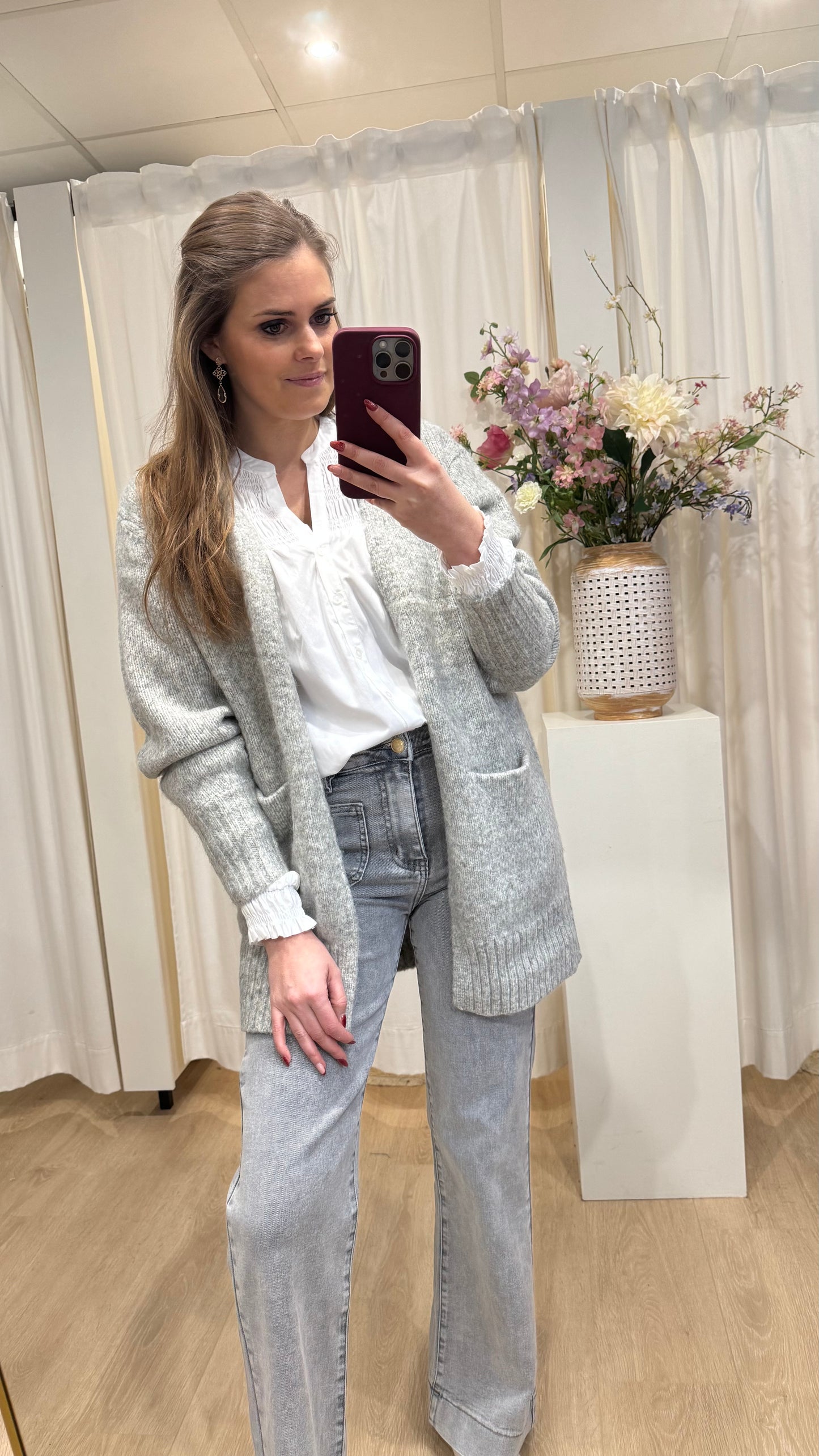 Jeans wide leg zakjes - lichtgrijs