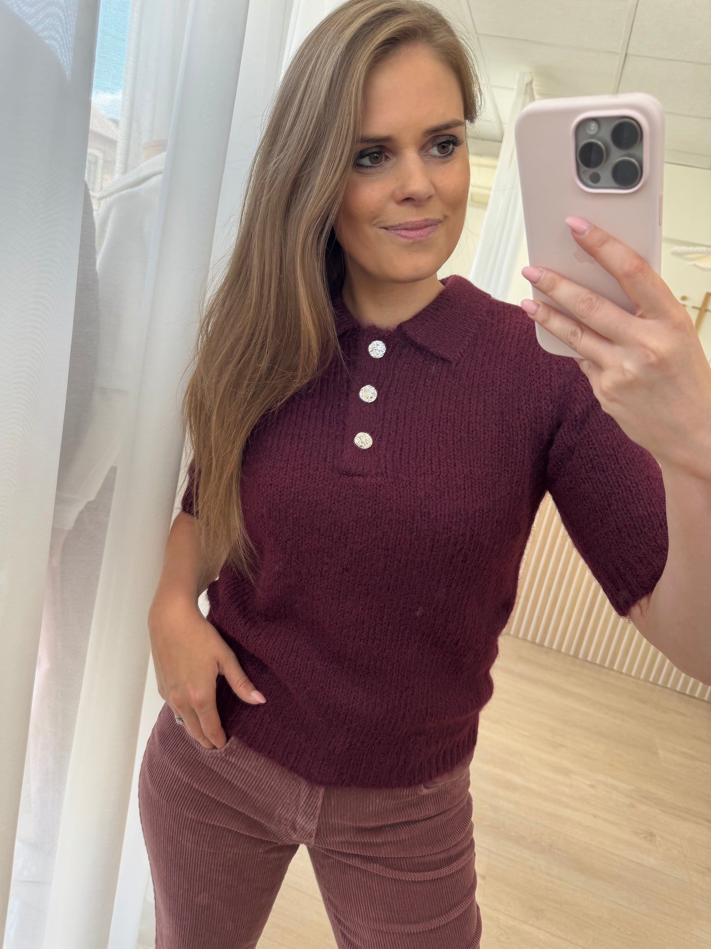 Emilie polo pullover - windsor wine