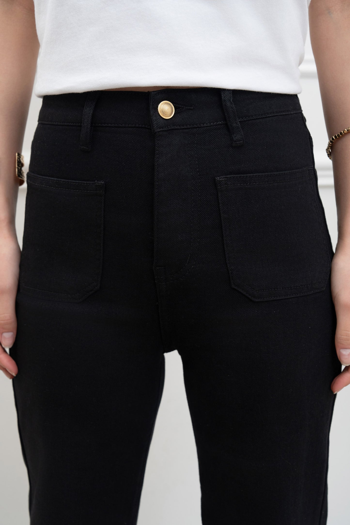 Stretch broek zakjes - zwart