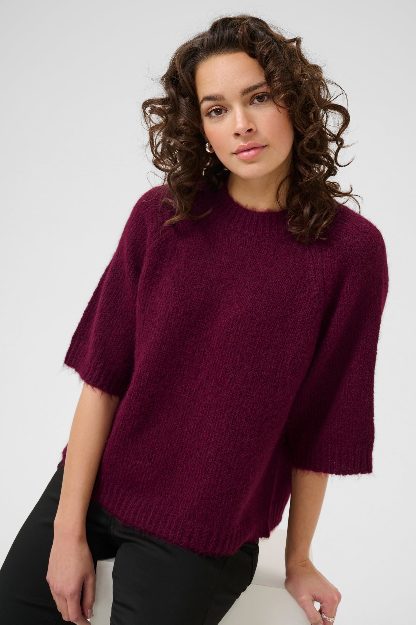 Emilie cropped knit - windsor wine