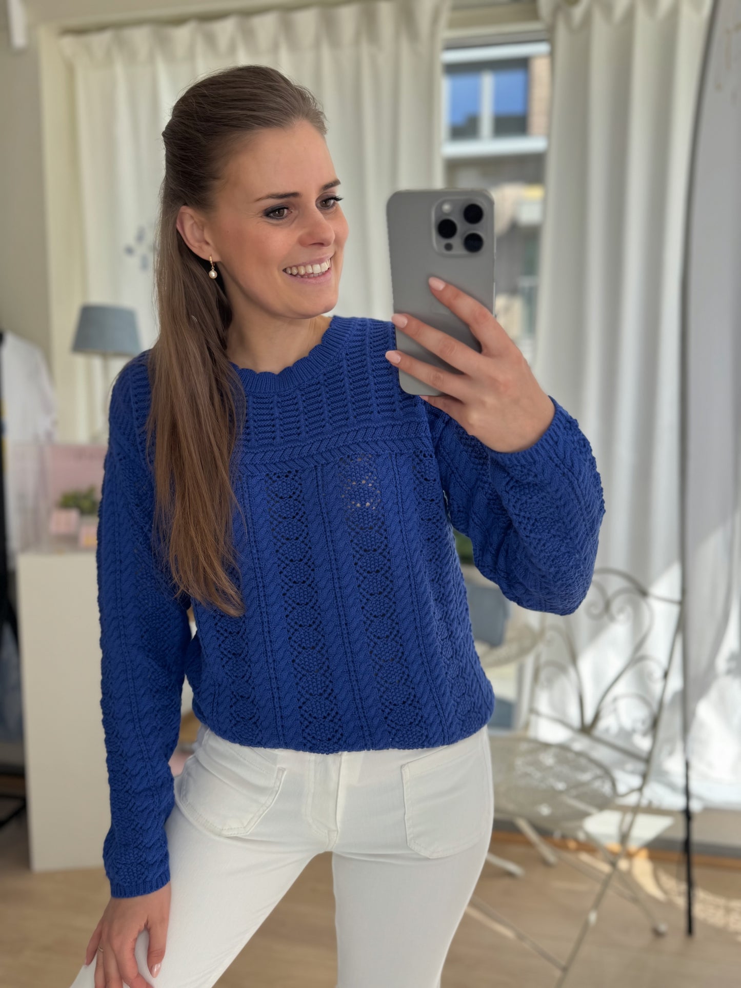 Gehaakte trui - royal blauw