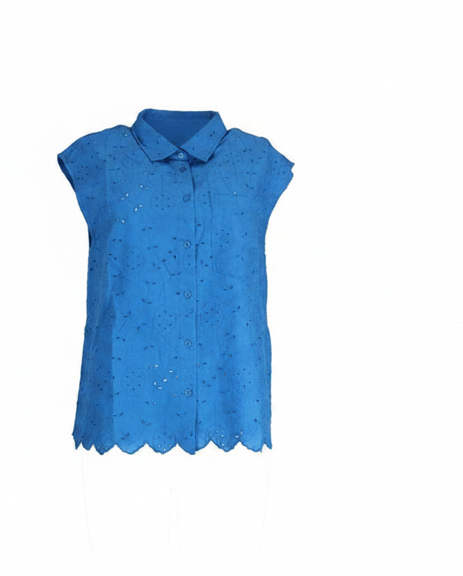 Broderie Bliss Blouse - blue exotic