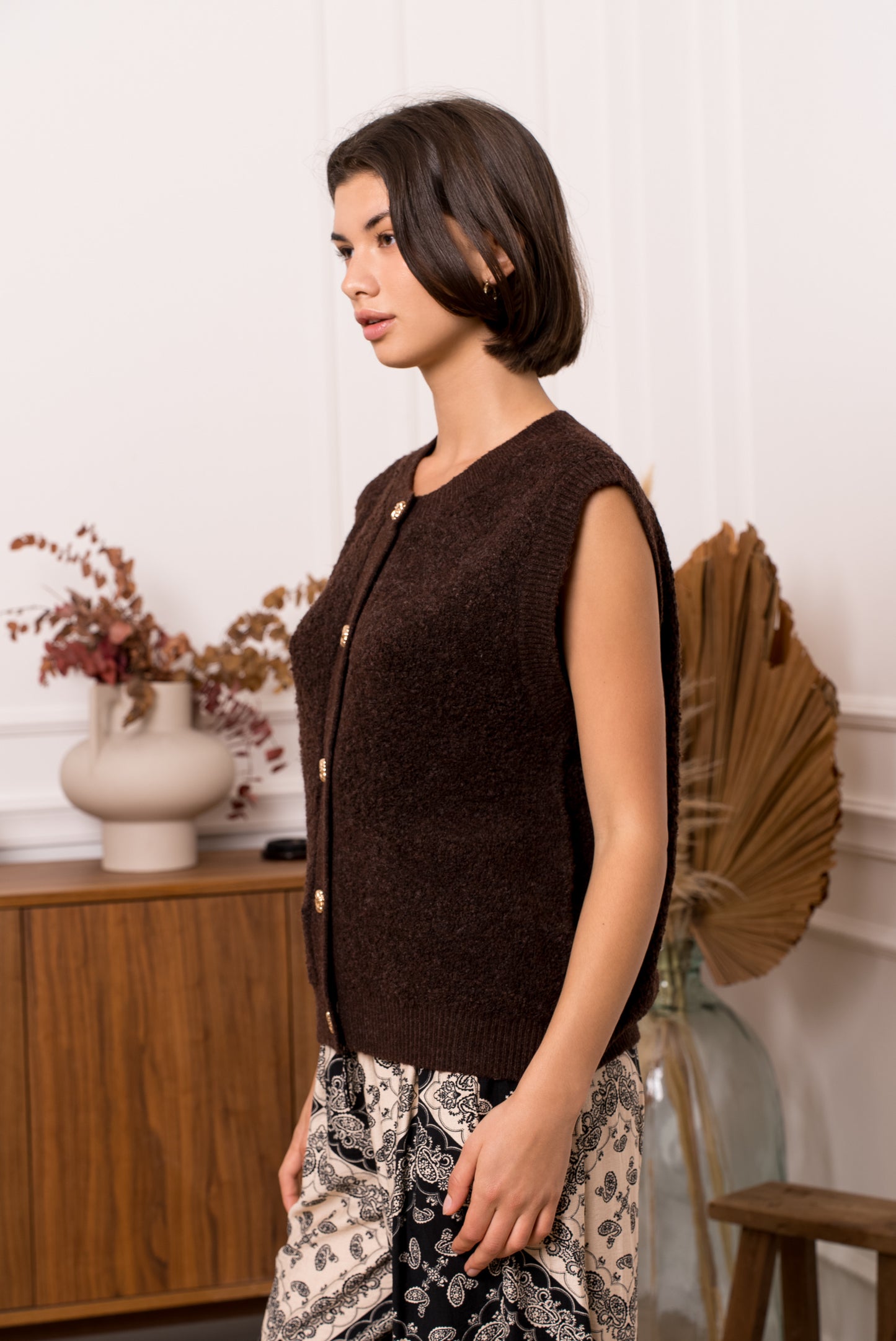 Bouclé gilet ZM - Bruin