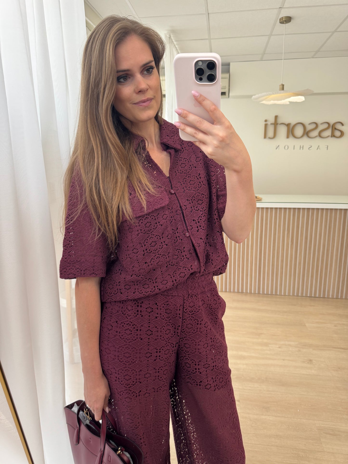 Elsia shirt embroidery - bordeaux