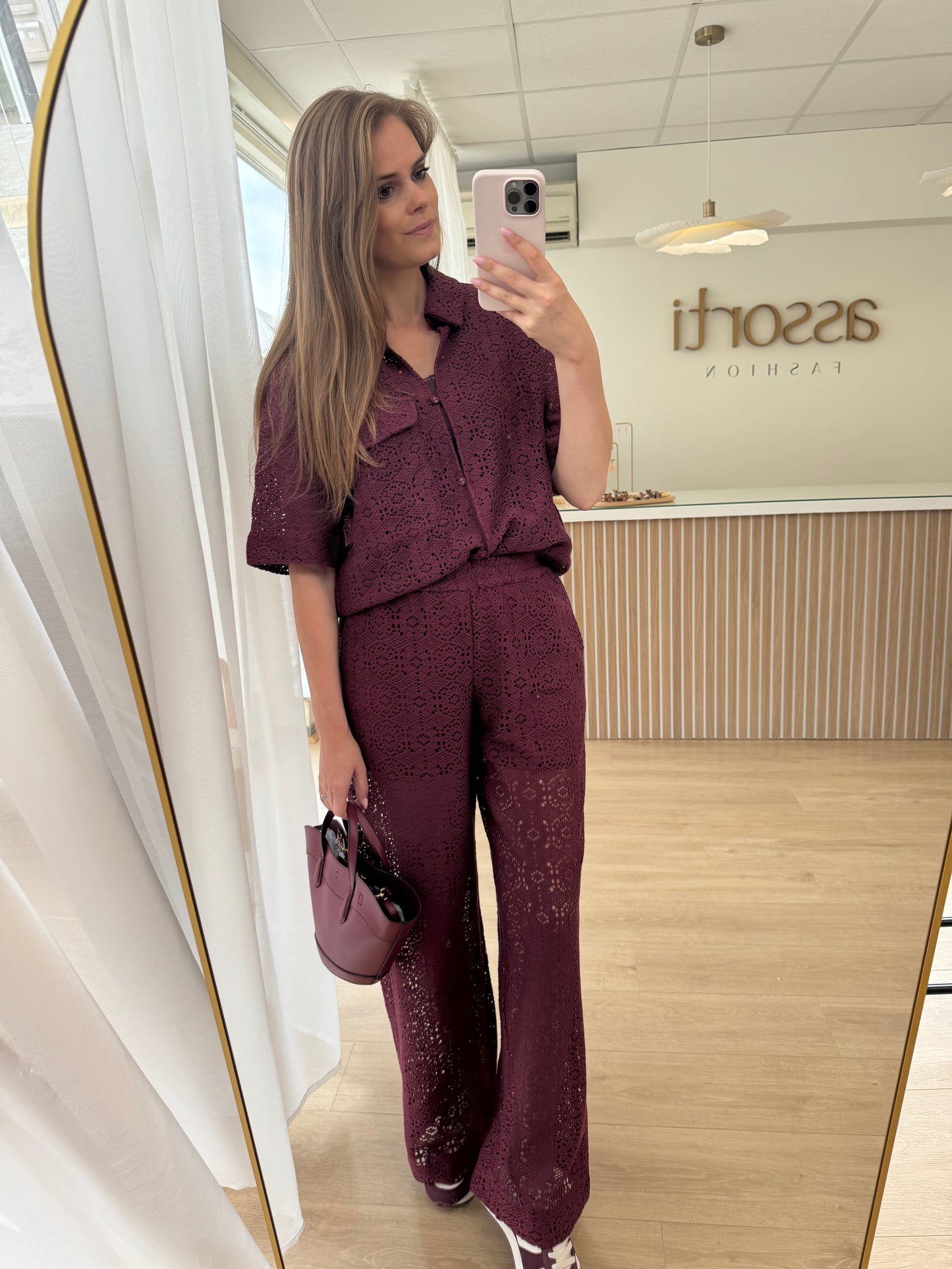 Elsia pants embroidery - bordeaux