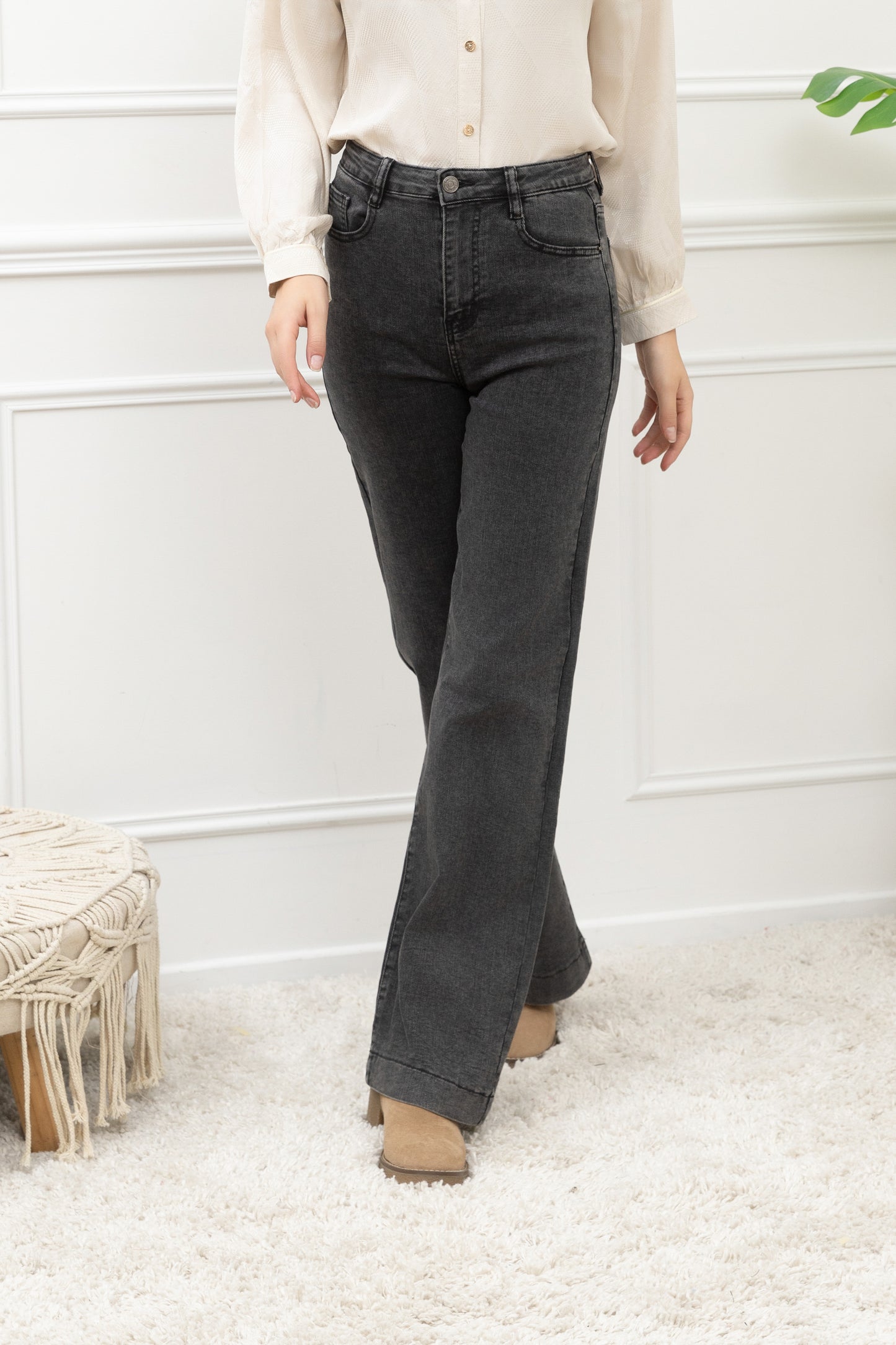 Jeans wide leg - dark grey