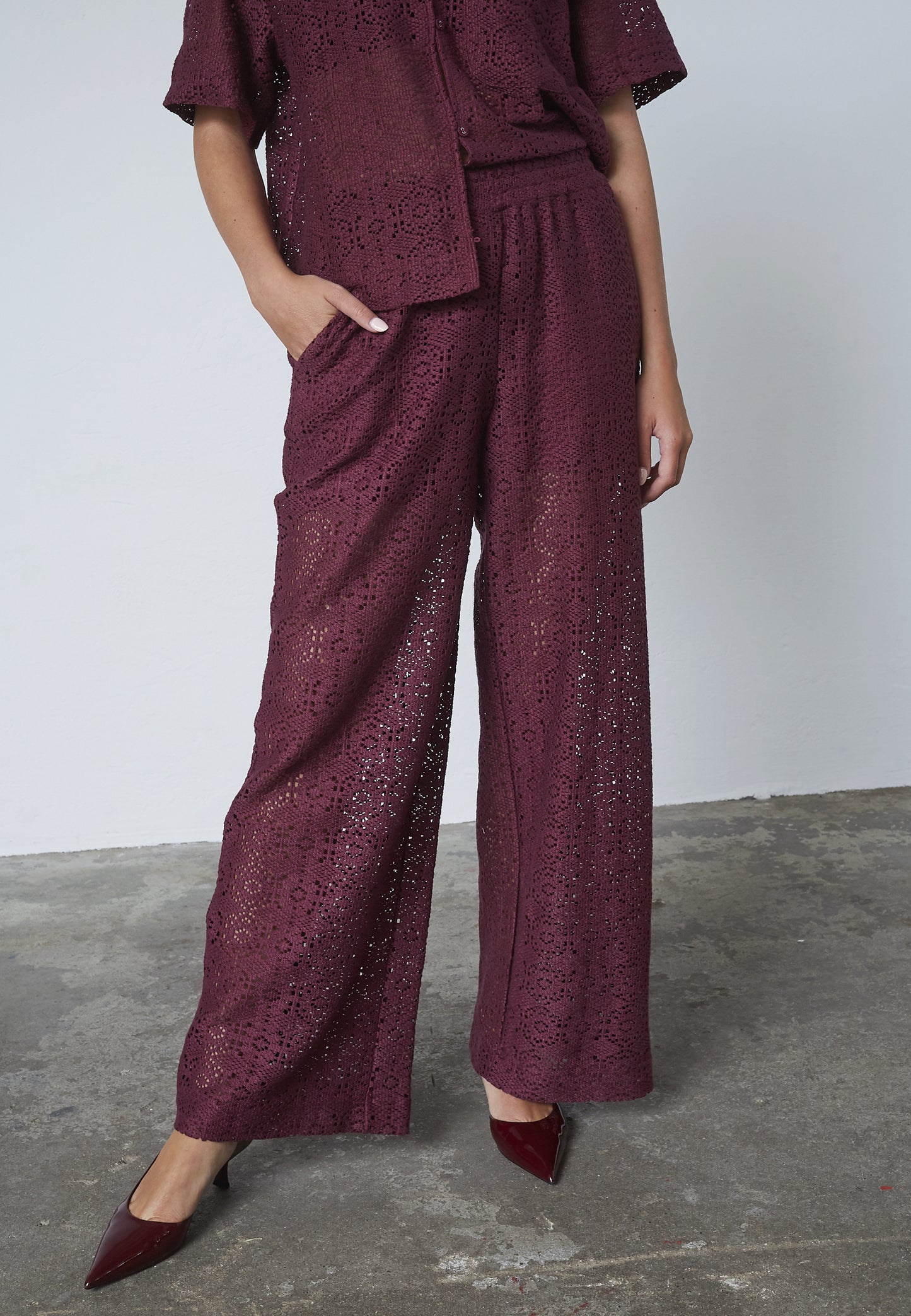Elsia pants embroidery - bordeaux