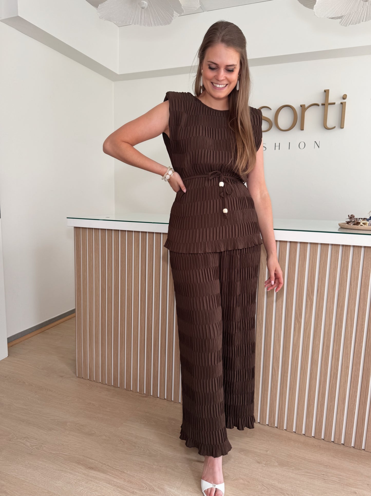 Ensemble top + broek - bruin