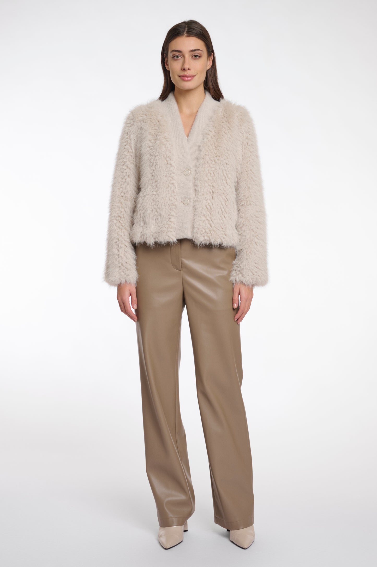 Chaimae faux fur jacket - birch