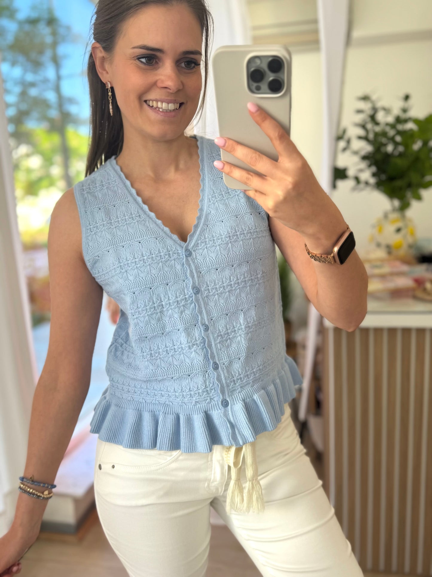 Tricot topje frul - blauw