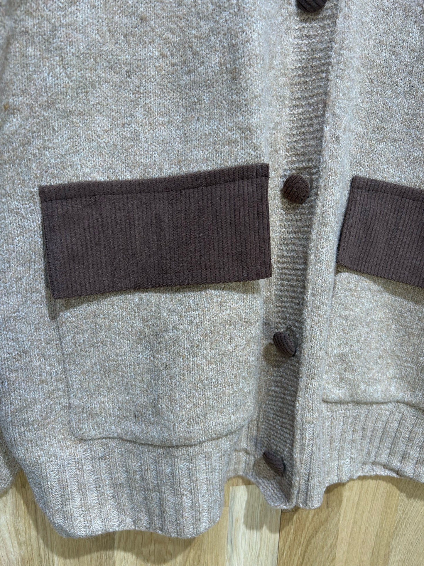 Oversized cardigan corduroy - taupe/brown
