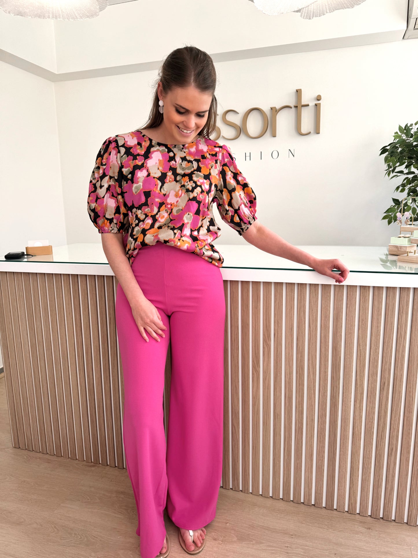 Roze broek op rekker