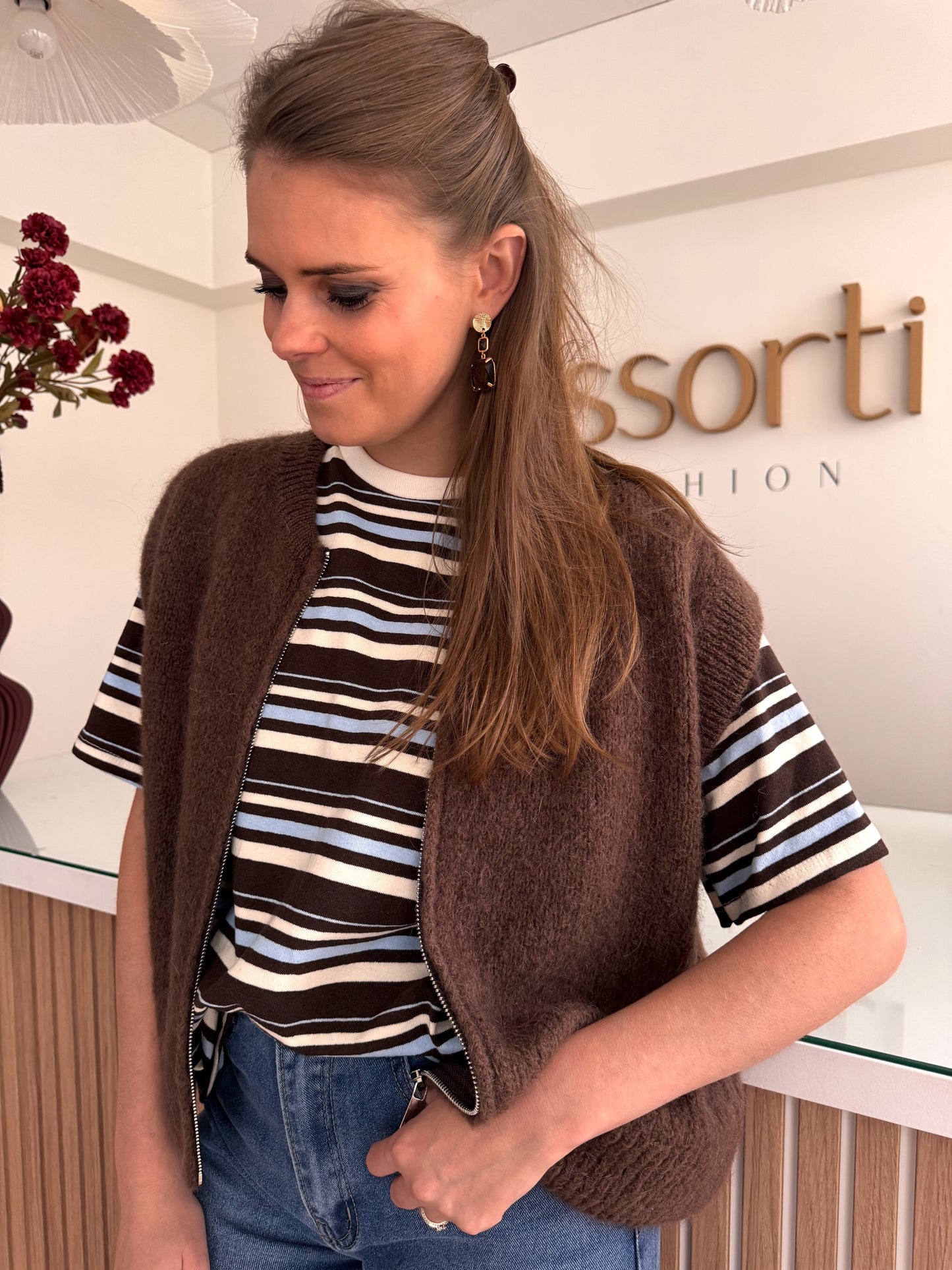 Gilet ZM rits - bruin