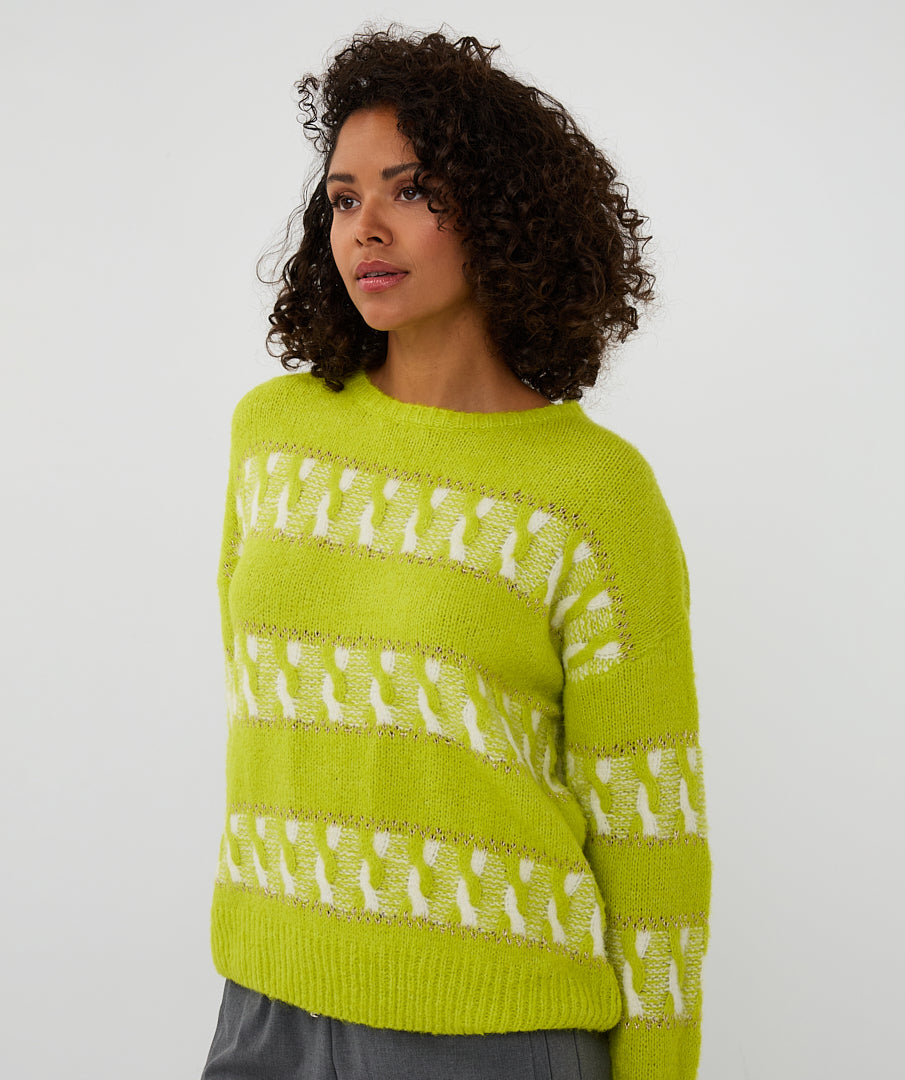 Sweater striped jacquard - city lime