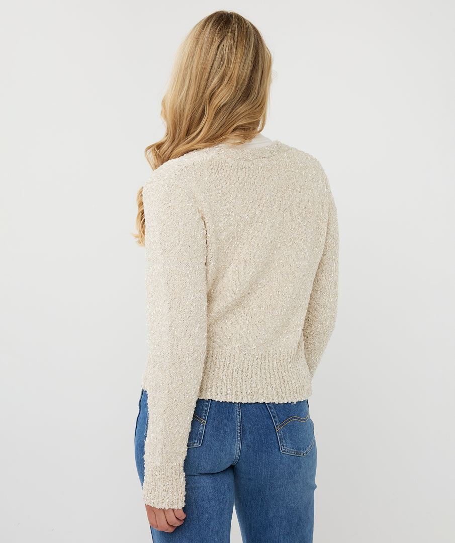 Cardigan fancy button - offwhite/beige