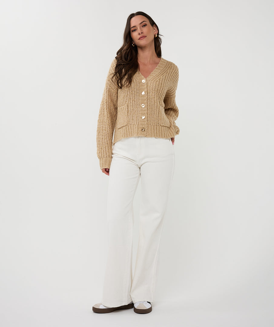 cardigan oversize lurex - light sand
