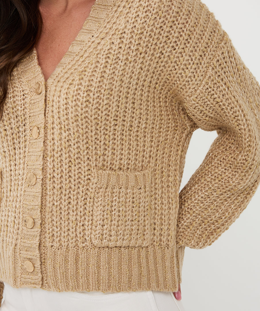 cardigan oversize lurex - light sand