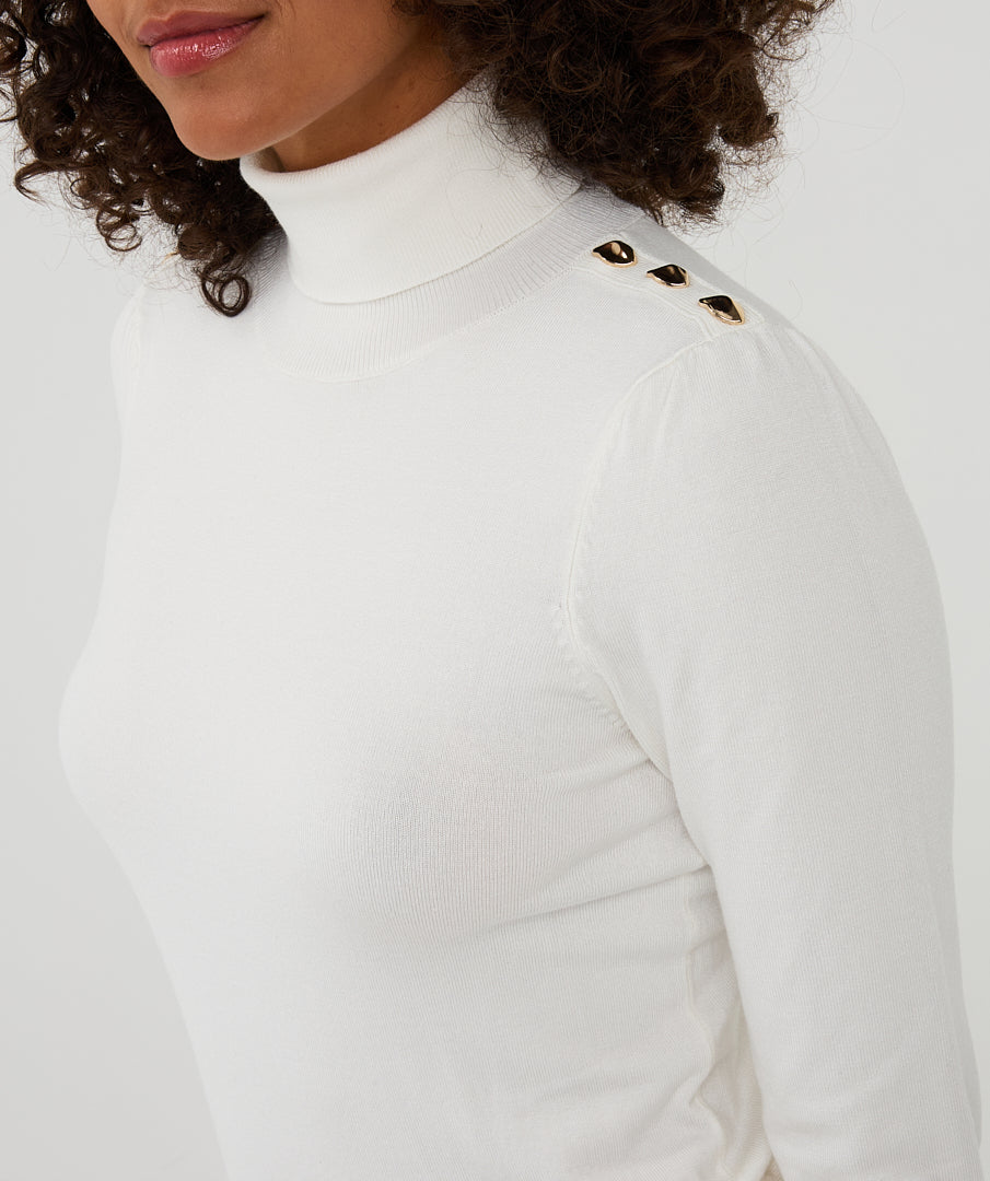 Sweater shldr button col - offwhite