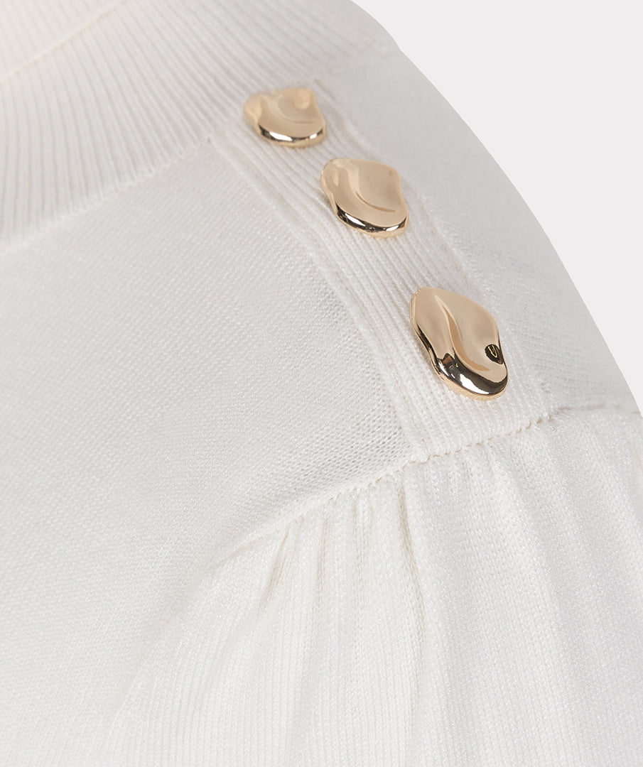 Sweater shldr button col - offwhite