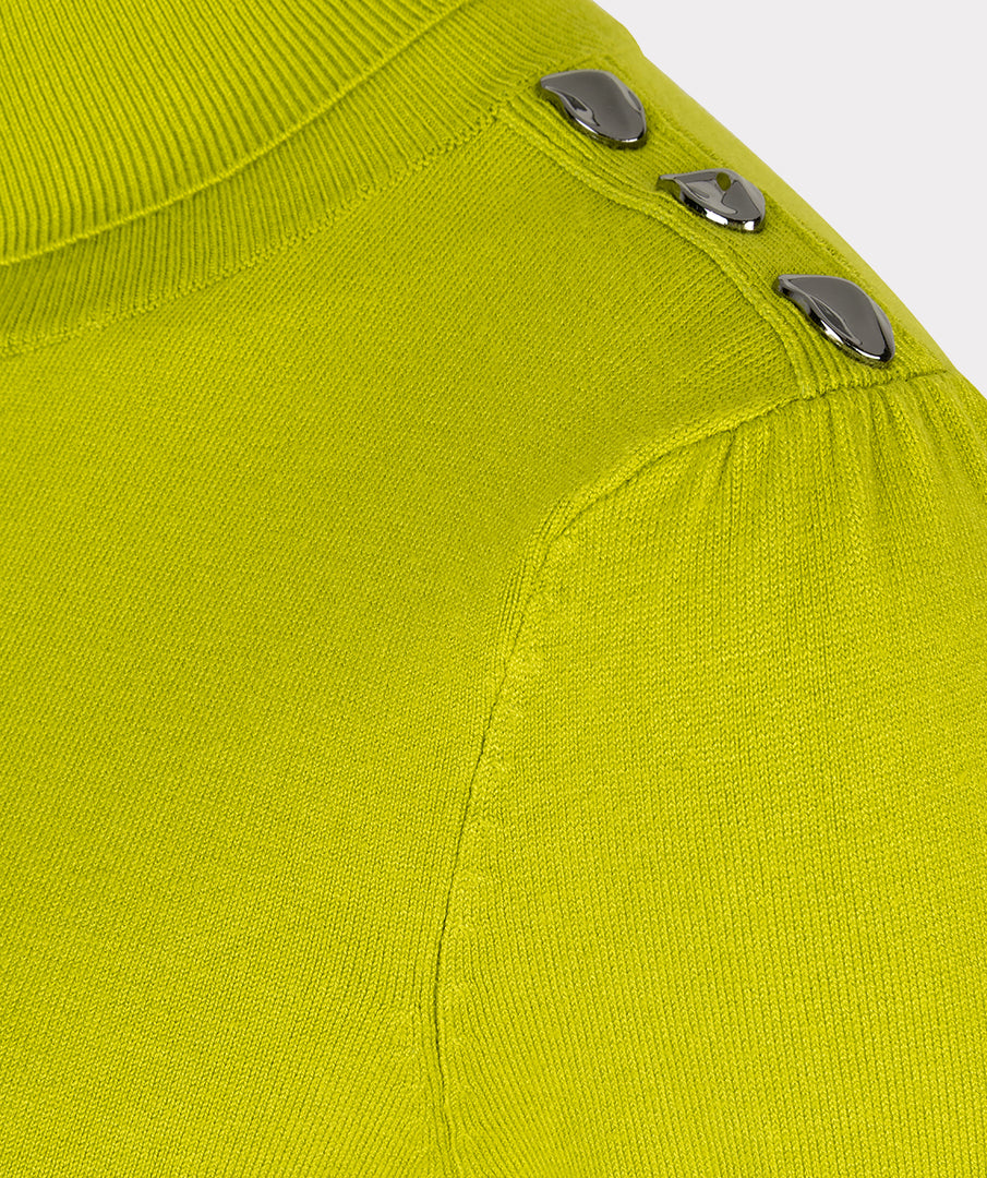 Sweater shldr button col basic - city lime