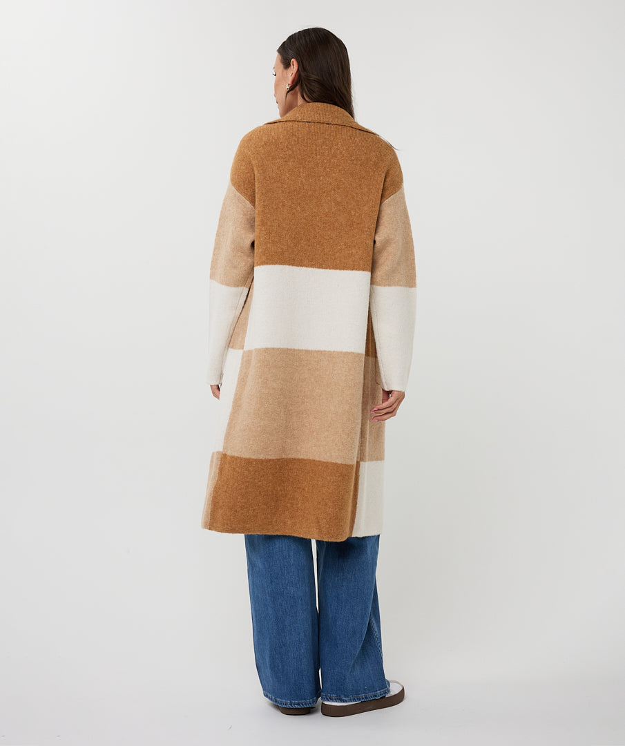 Cardigan long blocks - camel