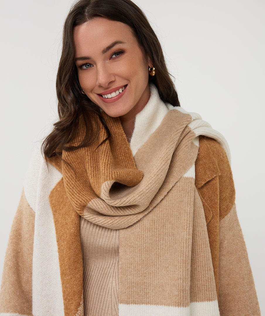 Scarf color blocks - camel