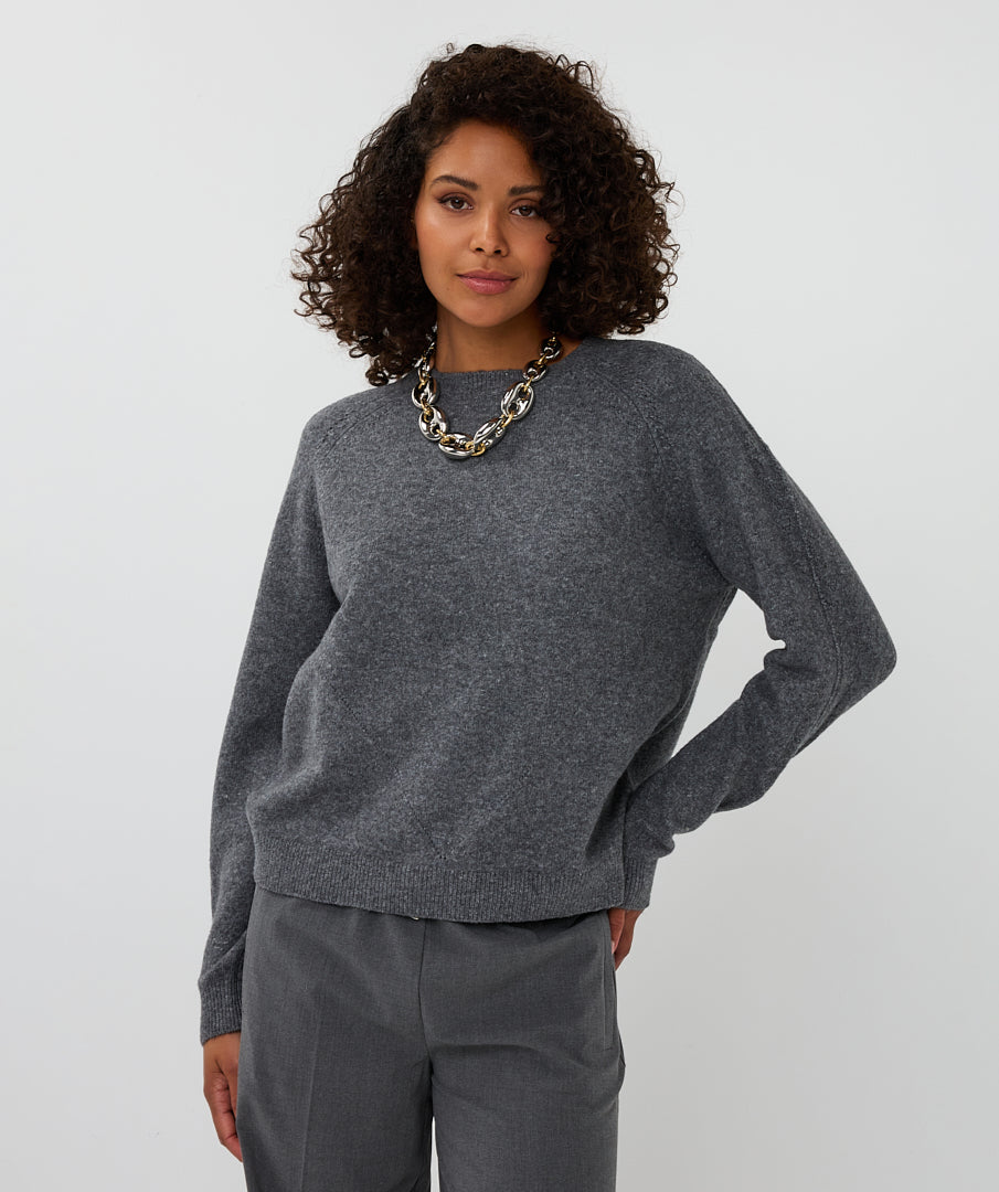 Sweater raglan ajour - dark grey